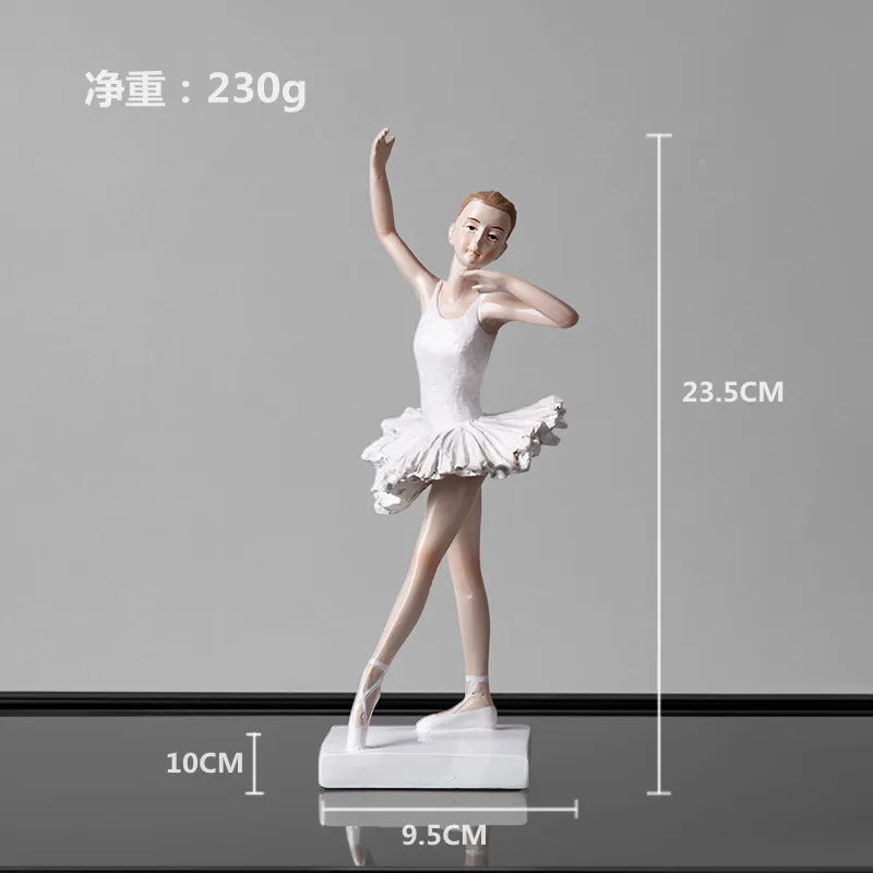 Elegant Ballerina Resin Figurines Ballet Dancer Girl Ornament Desktop Statue Model Home Office Study Miniatures Decor Craft Gift