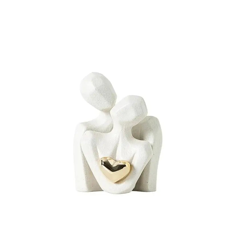 Couple Hugging Figurine Ceramic Couple Statue Abstract Modern Sculpture Love Figurines Art Craft Couple Home Accents