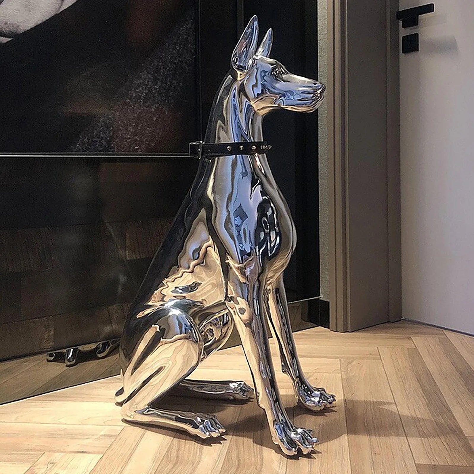 Home Decor Sculpture Doberman Dog Small Size Art Animal Statues Figurine Room Home Decoration Accessories Living Room Decoration