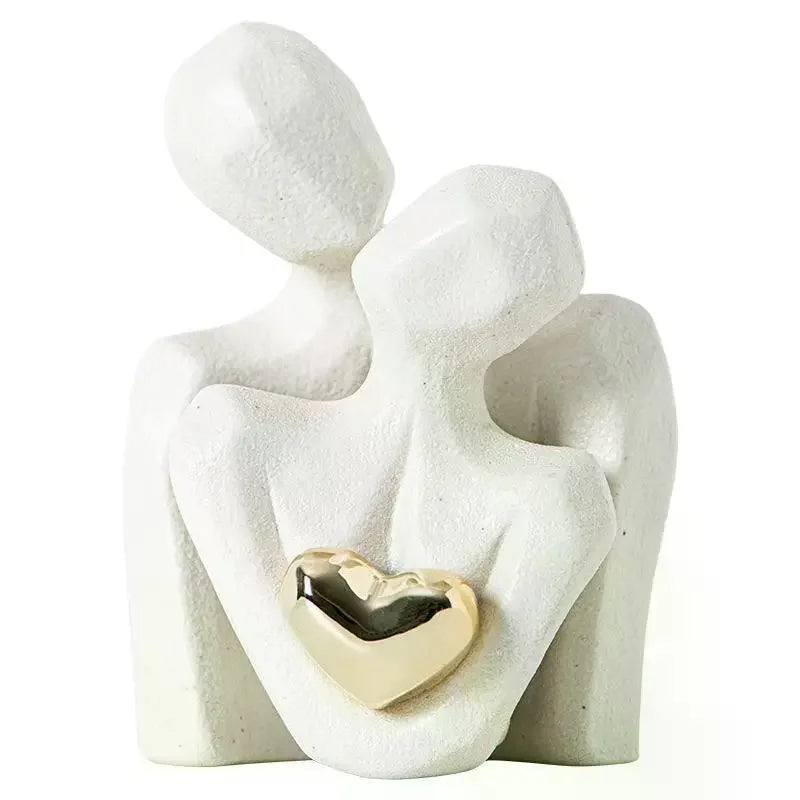 Couple Hugging Figurine Ceramic Couple Statue Abstract Modern Sculpture Love Figurines Art Craft Couple Home Accents