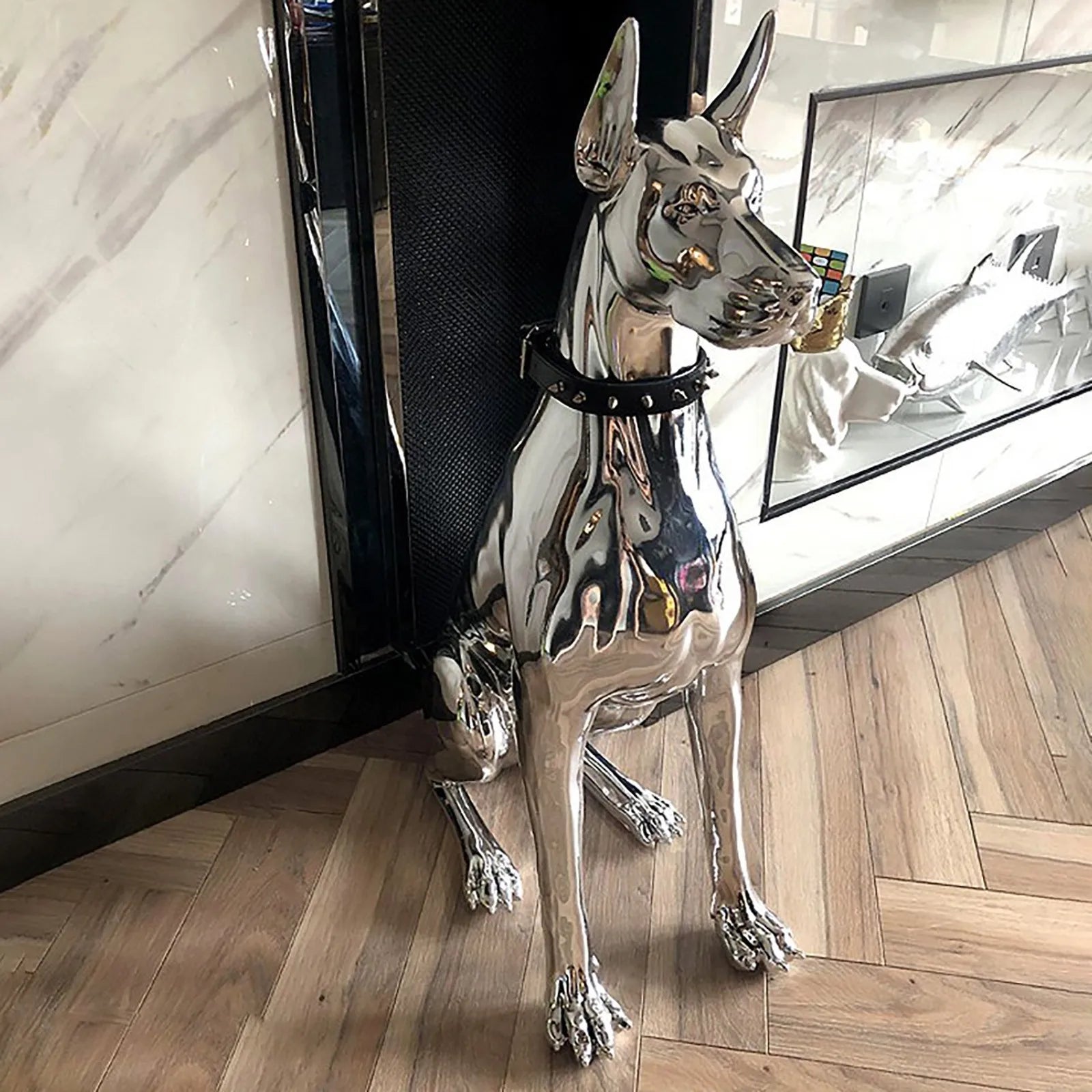Home Decor Sculpture Doberman Dog Small Size Art Animal Statues Figurine Room Home Decoration Accessories Living Room Decoration
