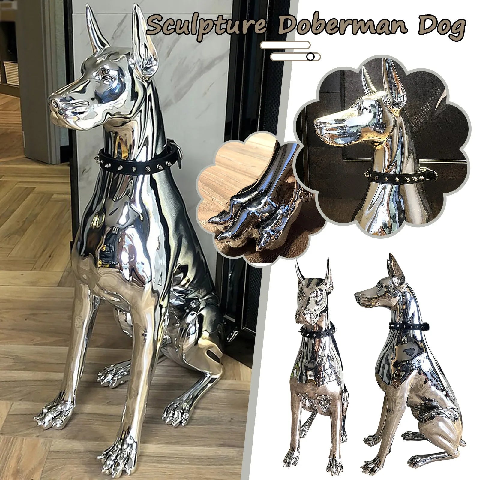 Home Decor Sculpture Doberman Dog Small Size Art Animal Statues Figurine Room Home Decoration Accessories Living Room Decoration
