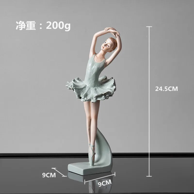 Elegant Ballerina Resin Figurines Ballet Dancer Girl Ornament Desktop Statue Model Home Office Study Miniatures Decor Craft Gift