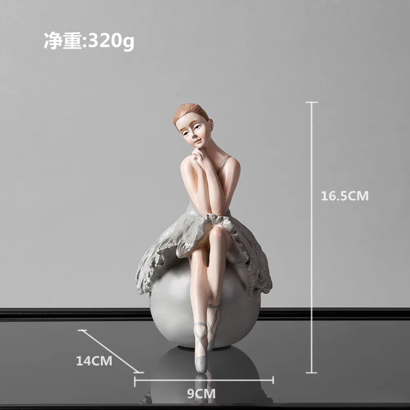 Elegant Ballerina Resin Figurines Ballet Dancer Girl Ornament Desktop Statue Model Home Office Study Miniatures Decor Craft Gift