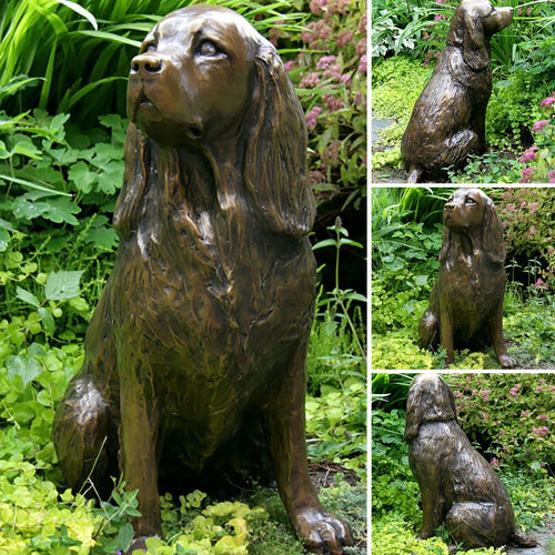 Art Springer Spaniel Statue Garden Decor,Resin Animal Dog Sculpture Yard Patio Figurine Indoor Outdoor Decorative Ornament New