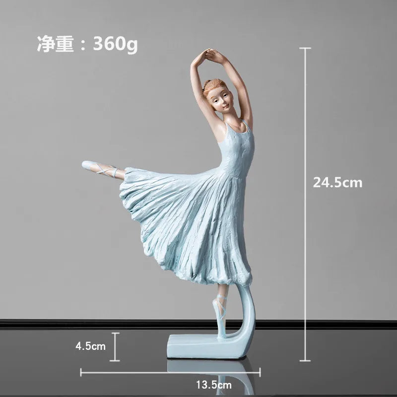 Elegant Ballerina Resin Figurines Ballet Dancer Girl Ornament Desktop Statue Model Home Office Study Miniatures Decor Craft Gift
