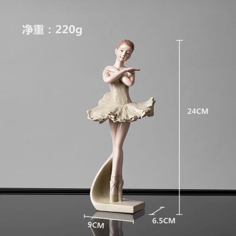Elegant Ballerina Resin Figurines Ballet Dancer Girl Ornament Desktop Statue Model Home Office Study Miniatures Decor Craft Gift