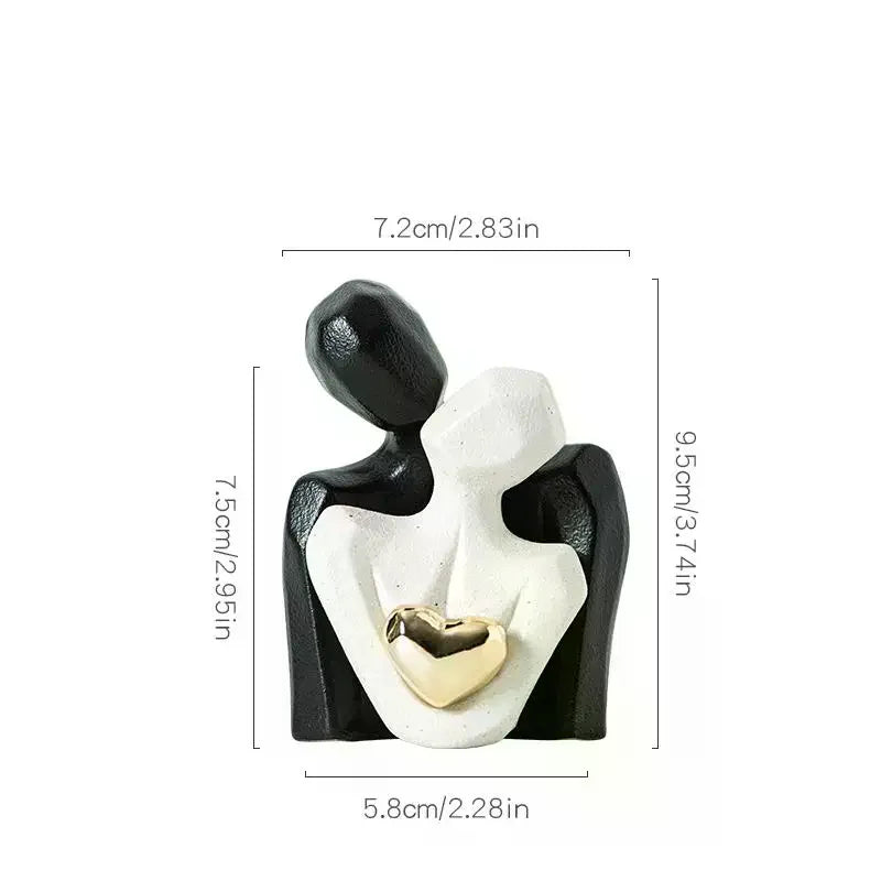 Couple Hugging Figurine Ceramic Couple Statue Abstract Modern Sculpture Love Figurines Art Craft Couple Home Accents